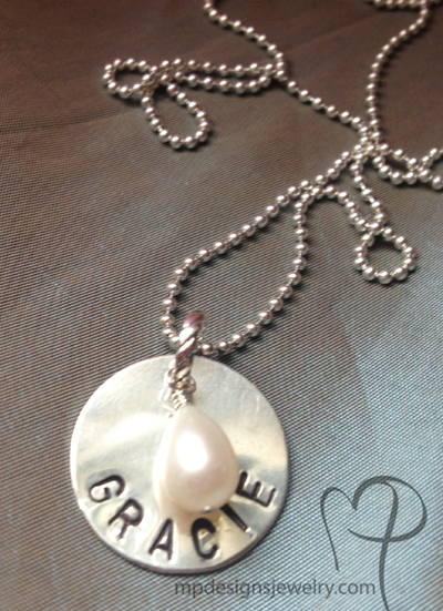 Custom Hand Stamped Name Charm Necklace