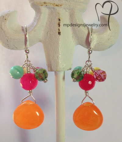 Creamsicle Gemstone Crystal Earrings