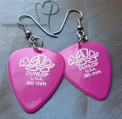 Dunlop Pink Guitar Pick Earrings