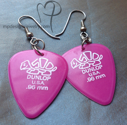 Dunlop Pink Guitar Pick Earrings