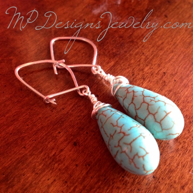 turquoise sterling silver teardrop earrings