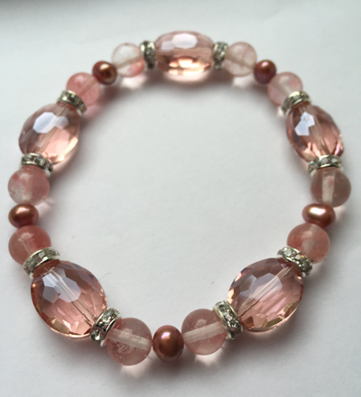 Rose Quartz Crystal Pearl Stretch Bracelet