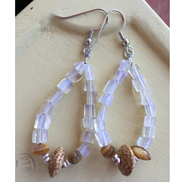 Boho Opalite Pearl hoop earrings 