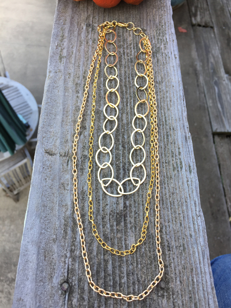 gold triple layered chain necklace