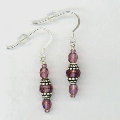 Amethyst Crystal stack earring