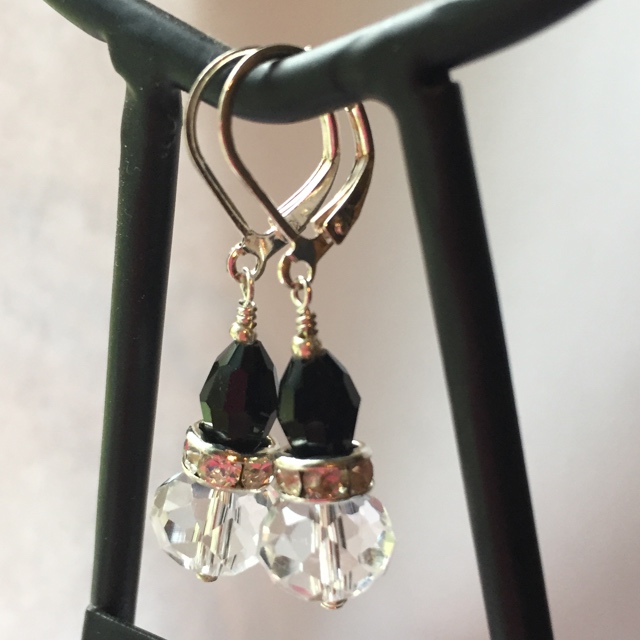 Holiday Sparkle Crystal Black Earrings