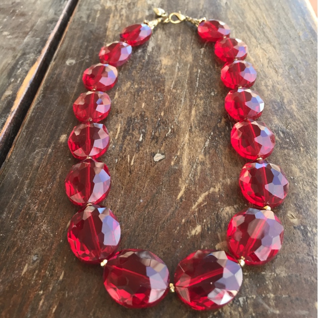 Crimson Red Crystal Statement Necklace 