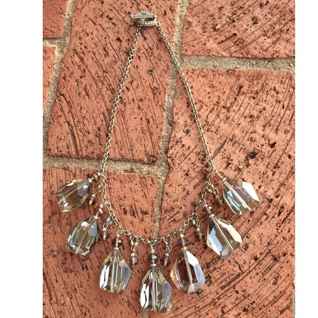 Smokey Czech Crystal Nugget Statement Necklace