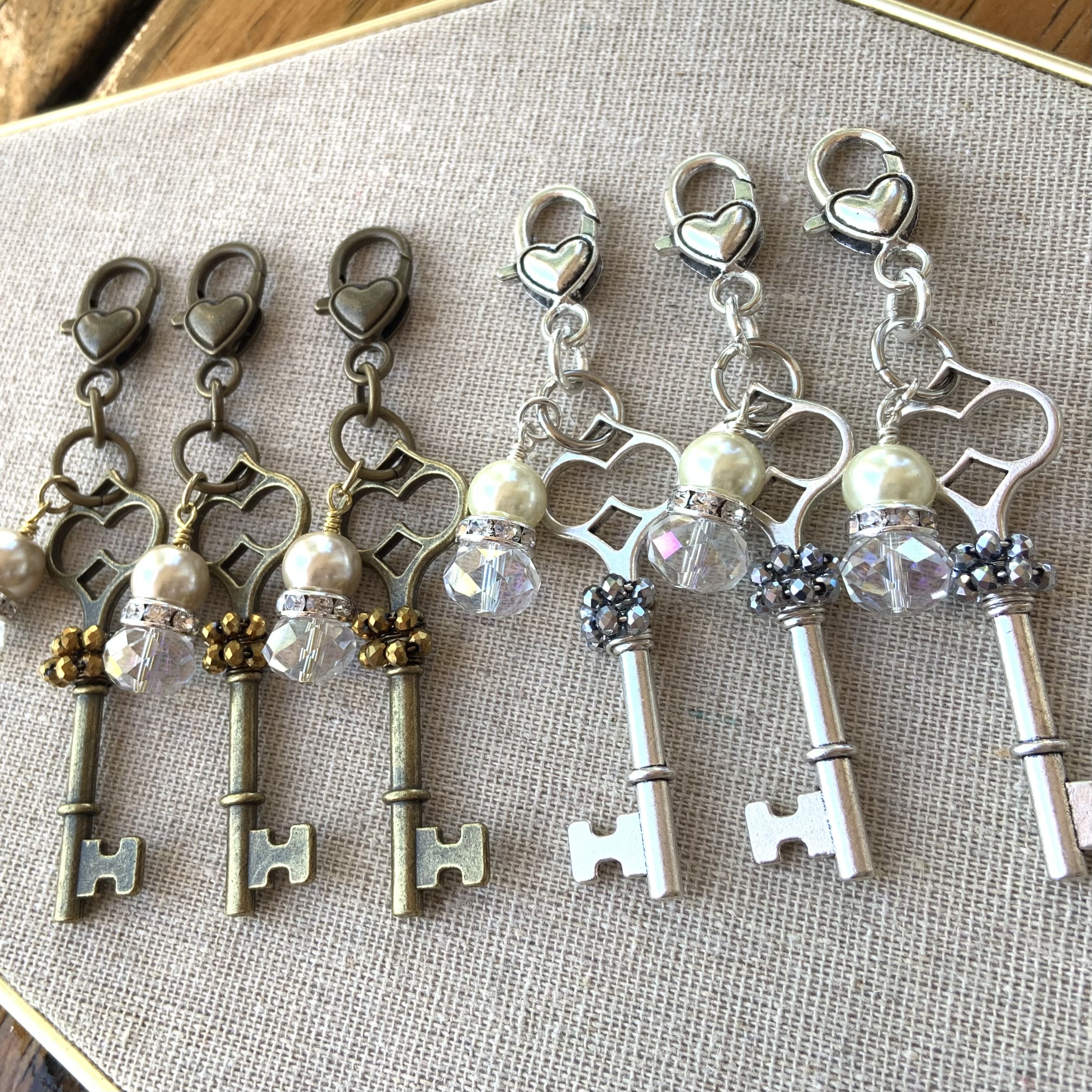 Large Key Crystal Purse Charm Bling