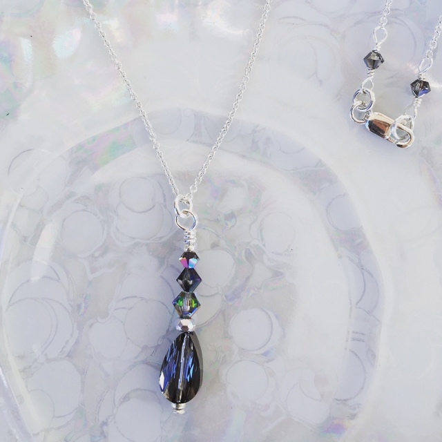 Crystal Silver Night Swarovski Sterling Necklace