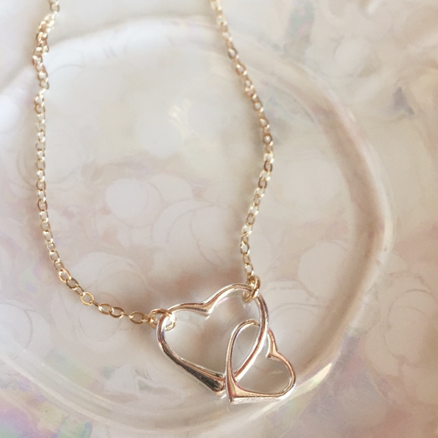 Double Link Open Heart Silver & Gold Necklace 2