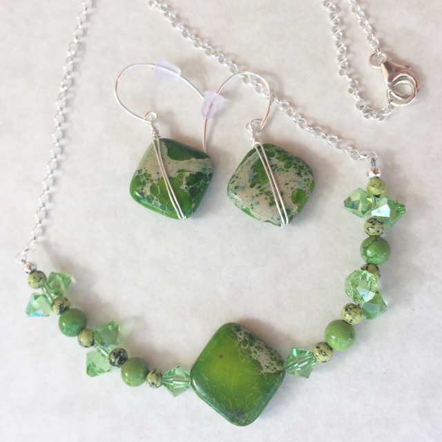 Home Run Peridot Crystal Gemstone Jewelry Set