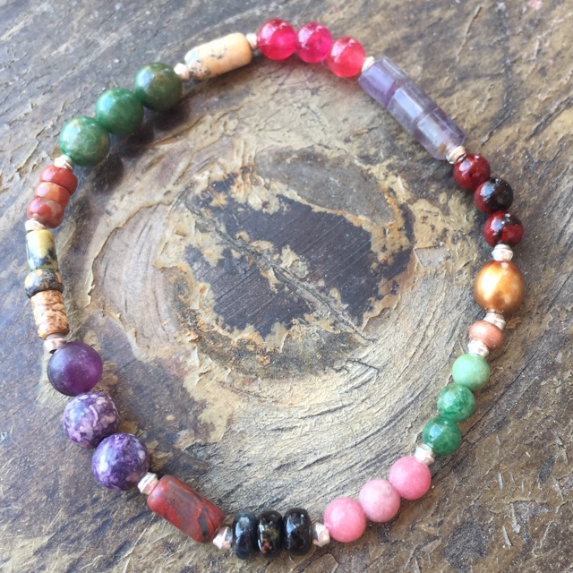 Multi-colored Gemstone Stacking Stretchy Bracelet 3