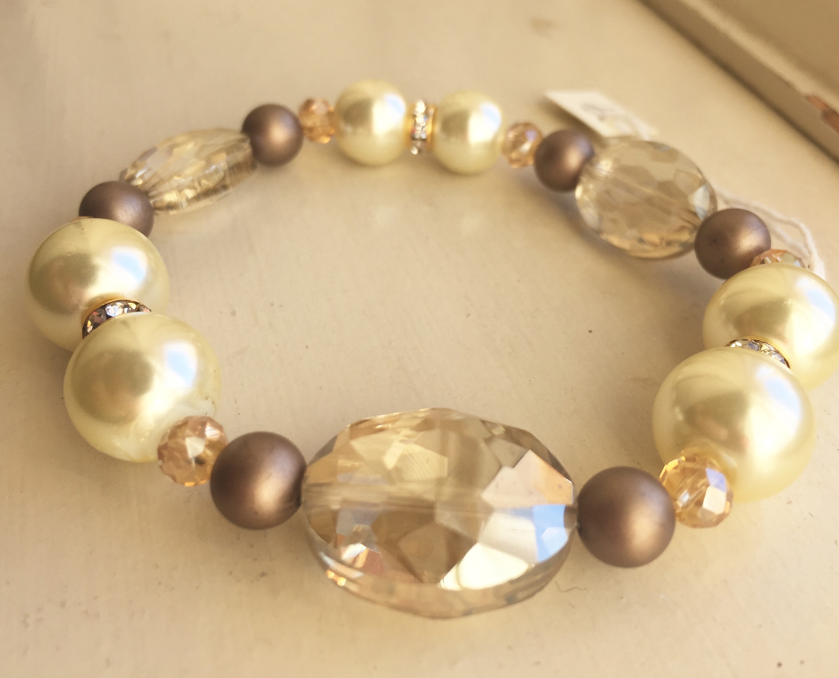 High Tea Pearl Crystal Stretch Bracelet 