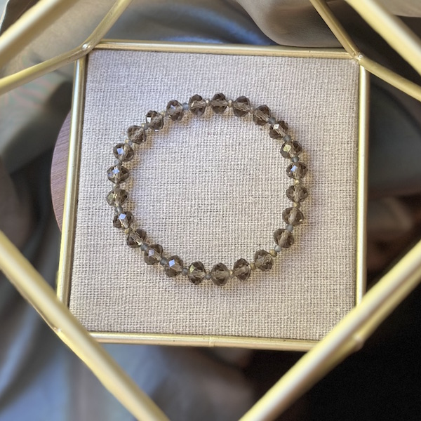 smoky gray crystal stretch bracelet
