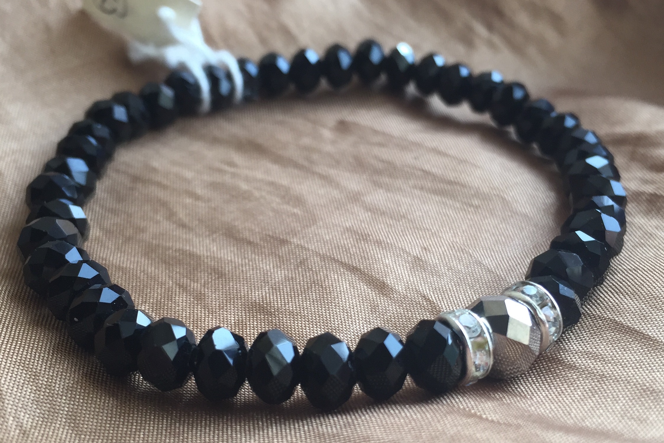 Jet black fancy Stretch Bracelet 