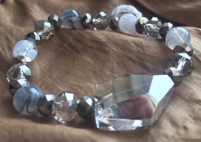 Chunky Smokey Quartz Gemstone Crystal Stretch Stacking Bracelet 