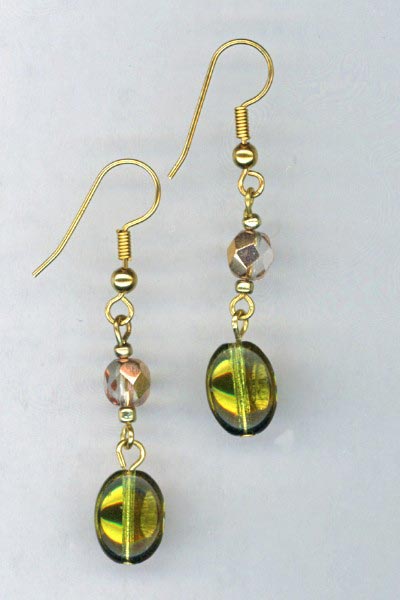 Copper Crystal Drop Earrings