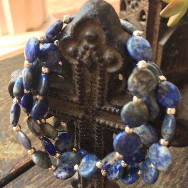Lapis Lazuli Blue Gemstone Stretch Stacking Bracelet 