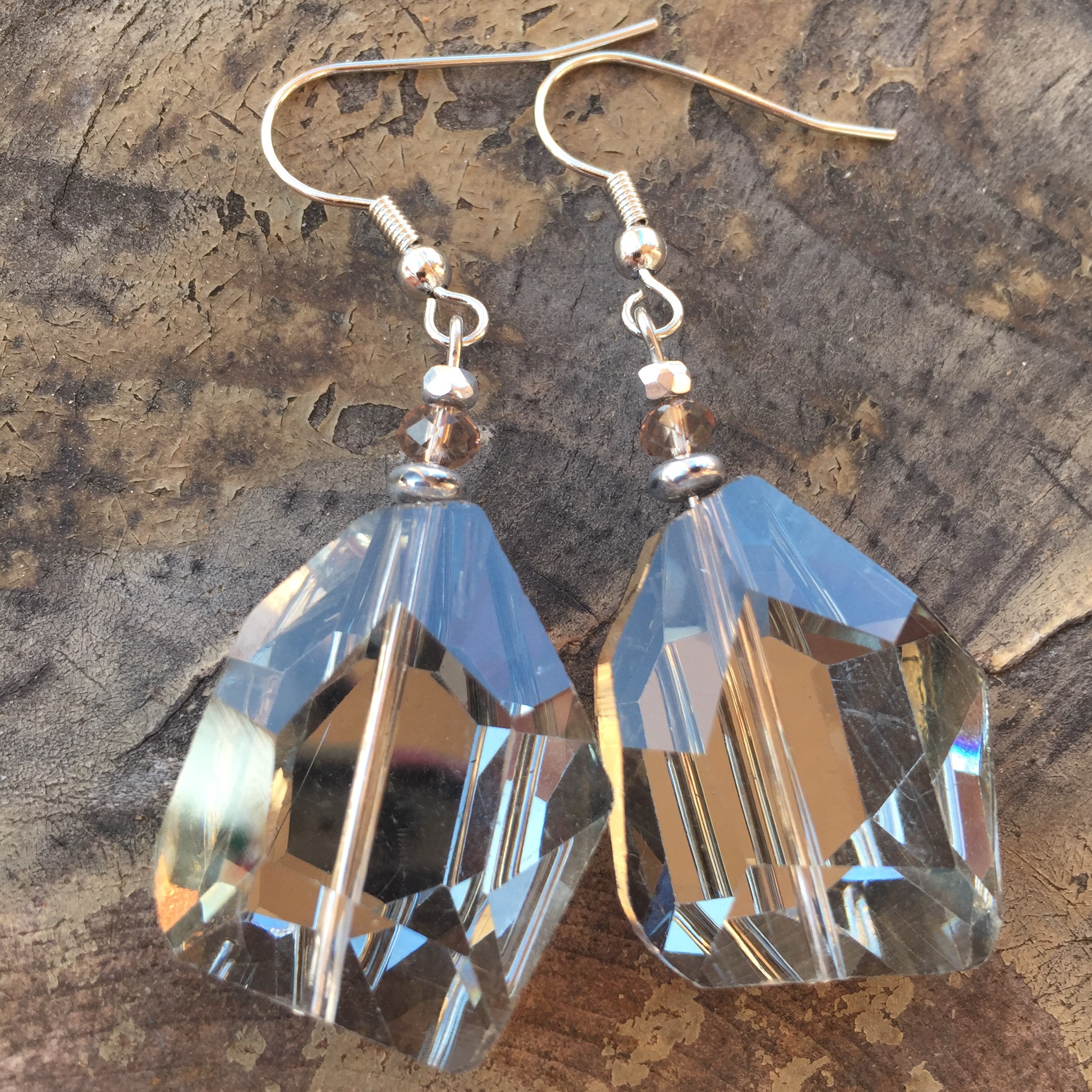 Vintage Romance ~ Smokey Grey Crystal Quartz Silver  Earrings 