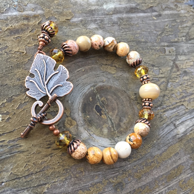 Copper Leaf Jasper Bracelet 