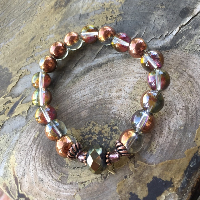 Fall Rainbow Copper Stretchy Bracelet 