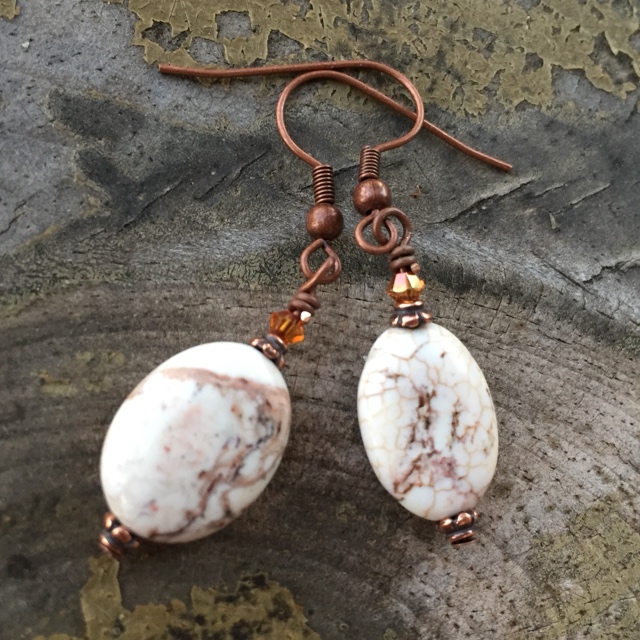 Copper Jasper Crystal Earrings 