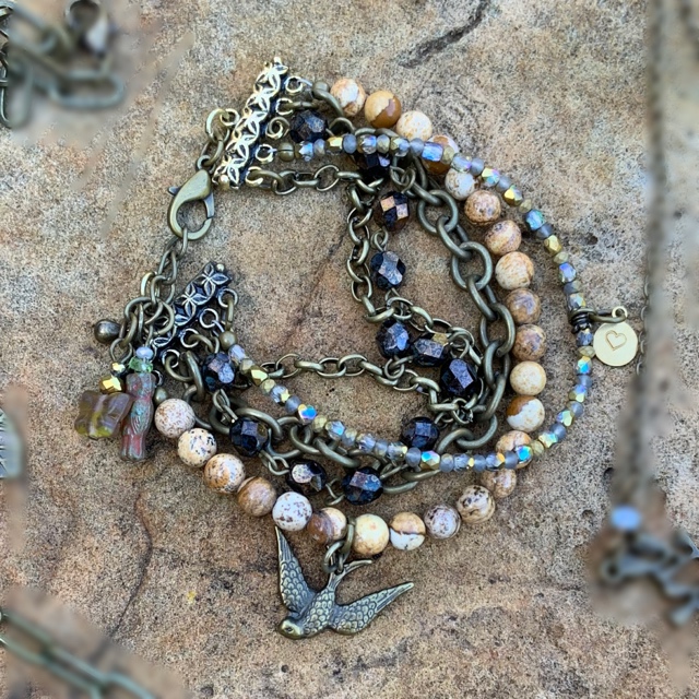 Layered Beaded Gemstone Eclectic Bracelet