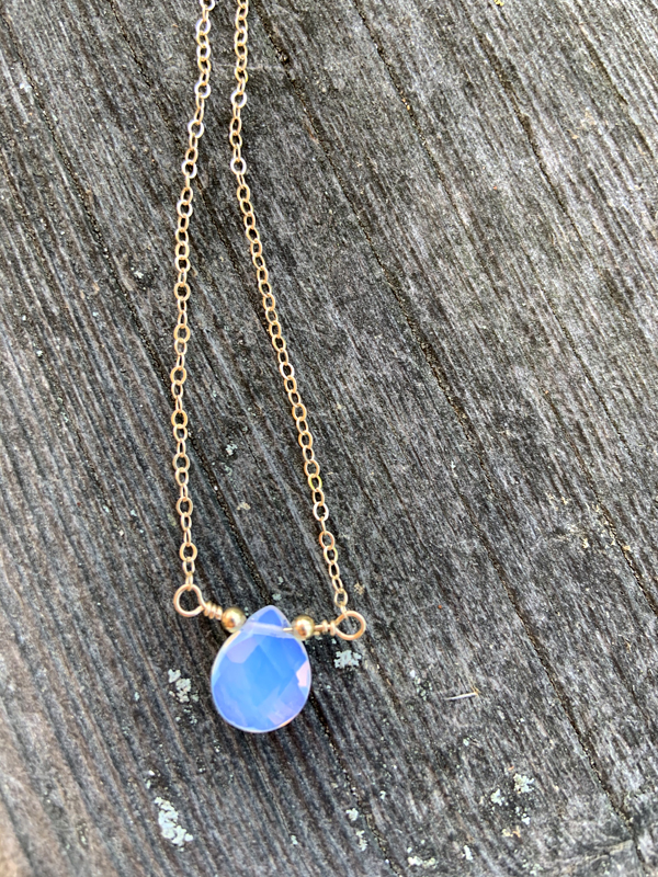 Opalite Briolette Gold Necklace