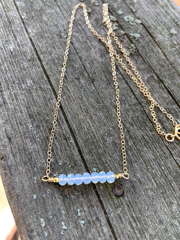 Swarovski Opal Crystal Gold Bar Necklace