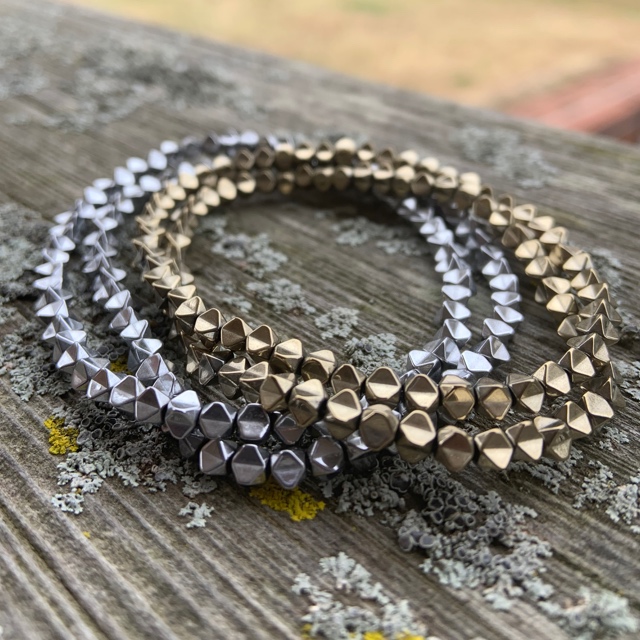 Skinny Spiked Hematite Holiday Bracelet Stackers