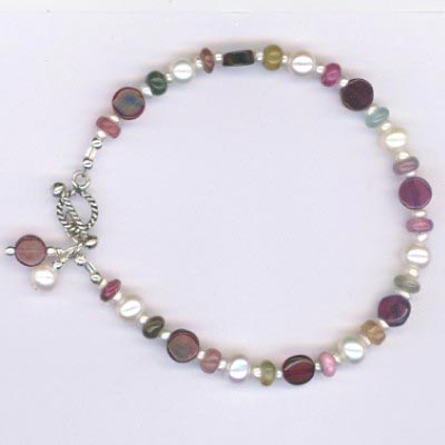 Garnet Pearl Bali Silver Bracelet