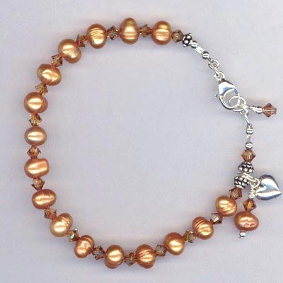 copper pearl crystal Bracelet