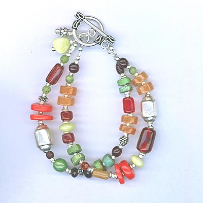 Southwest Multi-Gemstone two-strand bracelet