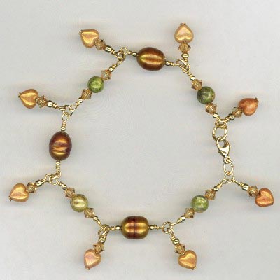 copper gf heart charm bracelet