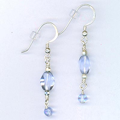 Blue Wavy Czech dangle earrings