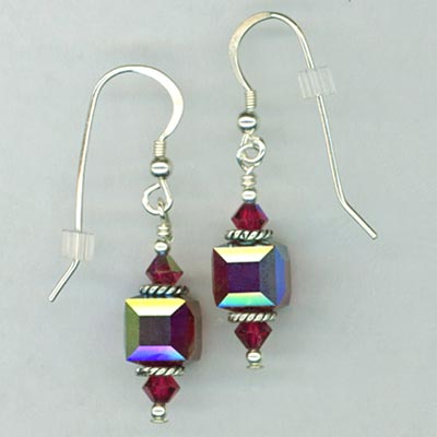 siam red cube earrings