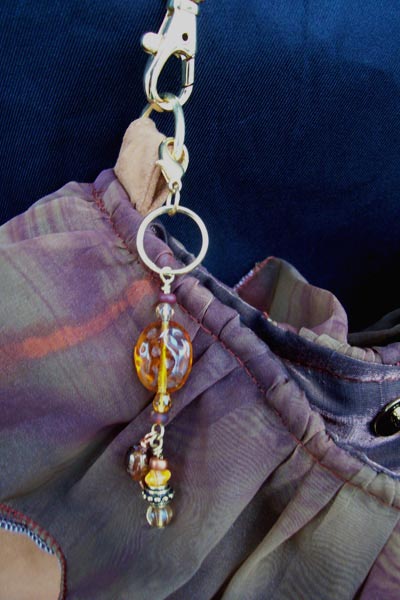 Copper Amber Purse Charm