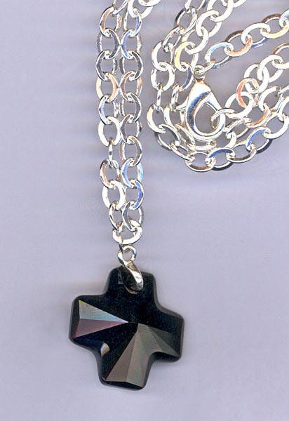 black jet cross chain necklace