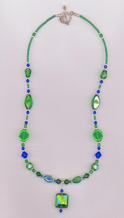 Holiday Sparkle -Blue Green dichroic necklace