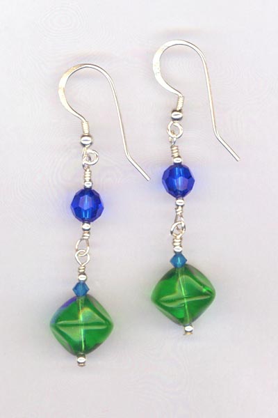 Green Blue dangle earrings