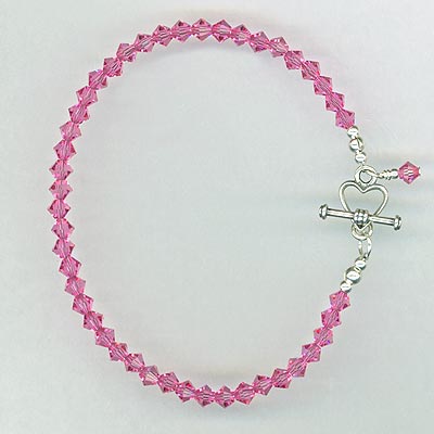 rose crystal heart bracelet