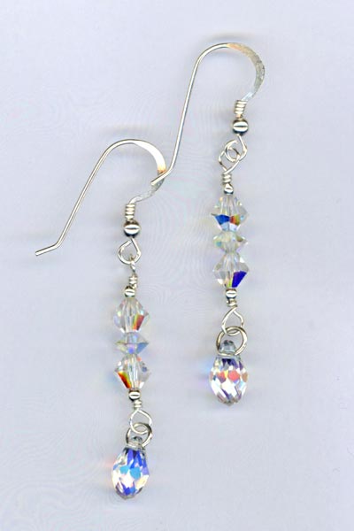 crystal ab stack drop earring