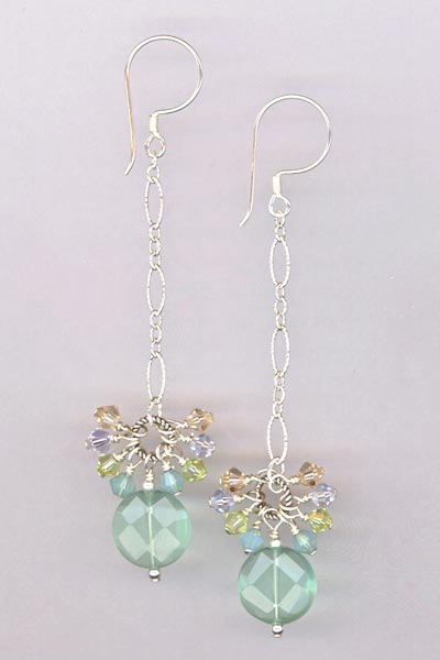 chalcedony crystal chain earrings