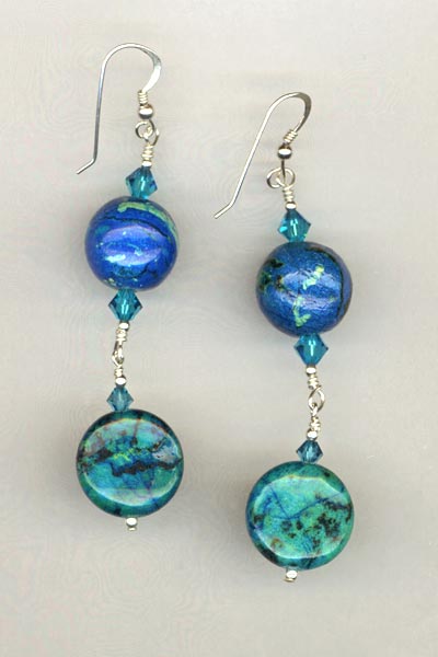 blue chrysocolla crystal earring