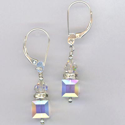 crystal cube earring