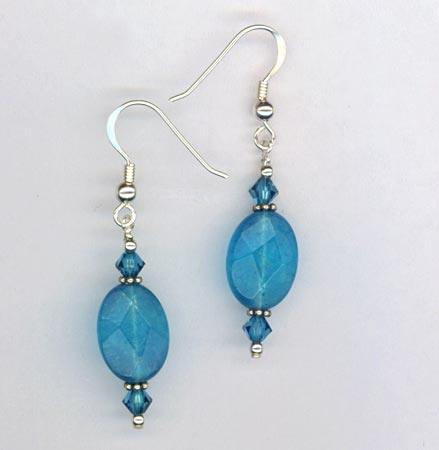 blue jade crystal earring