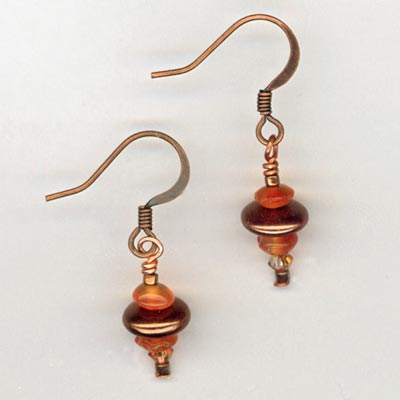 copper crystal carnelian earrings