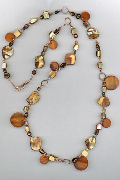copper pearl Link Necklace