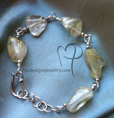 Sterling Silver Quartz Nugget Artisan Bracelet